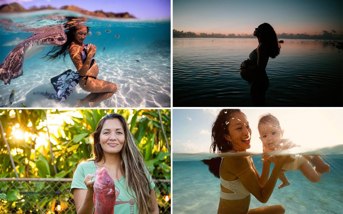 Stills of the women featured in the film Pacific Mother (grid)
