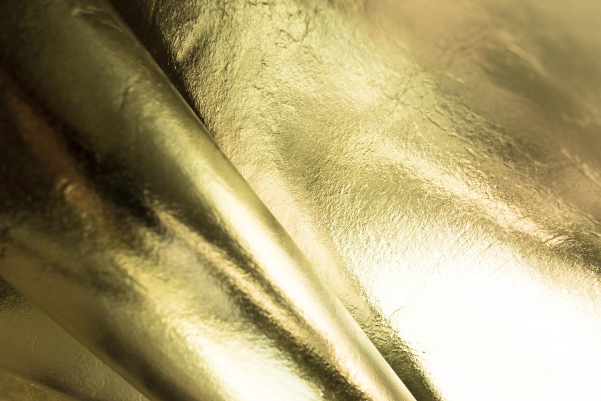 close up shot of pinatex gold material