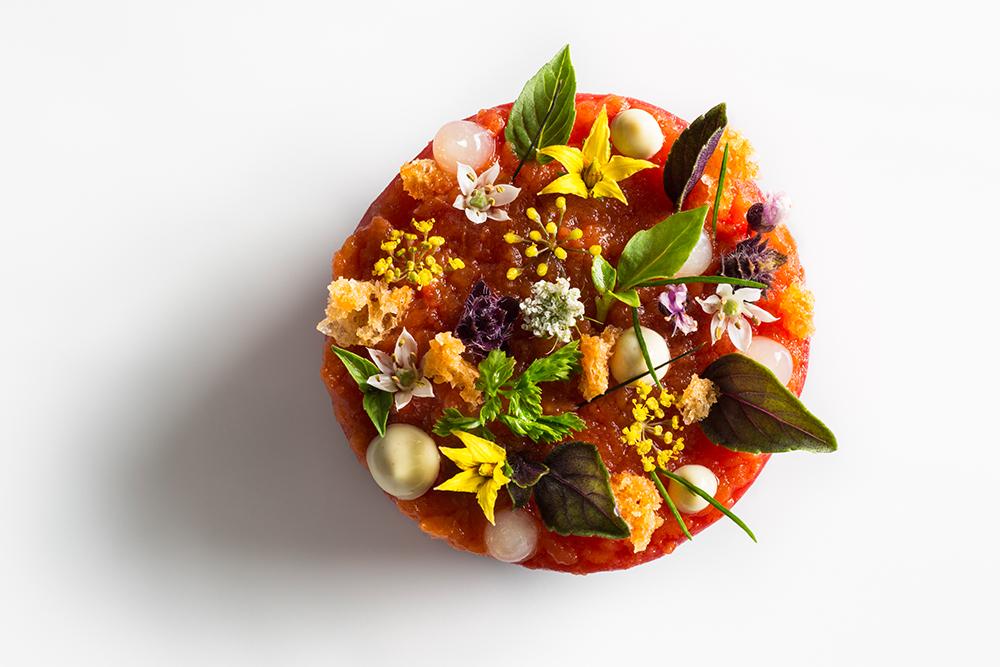 Beautiful tartare dish prepared by Daniel Humm, Executive Chef of Eleven Madison Park in New York City