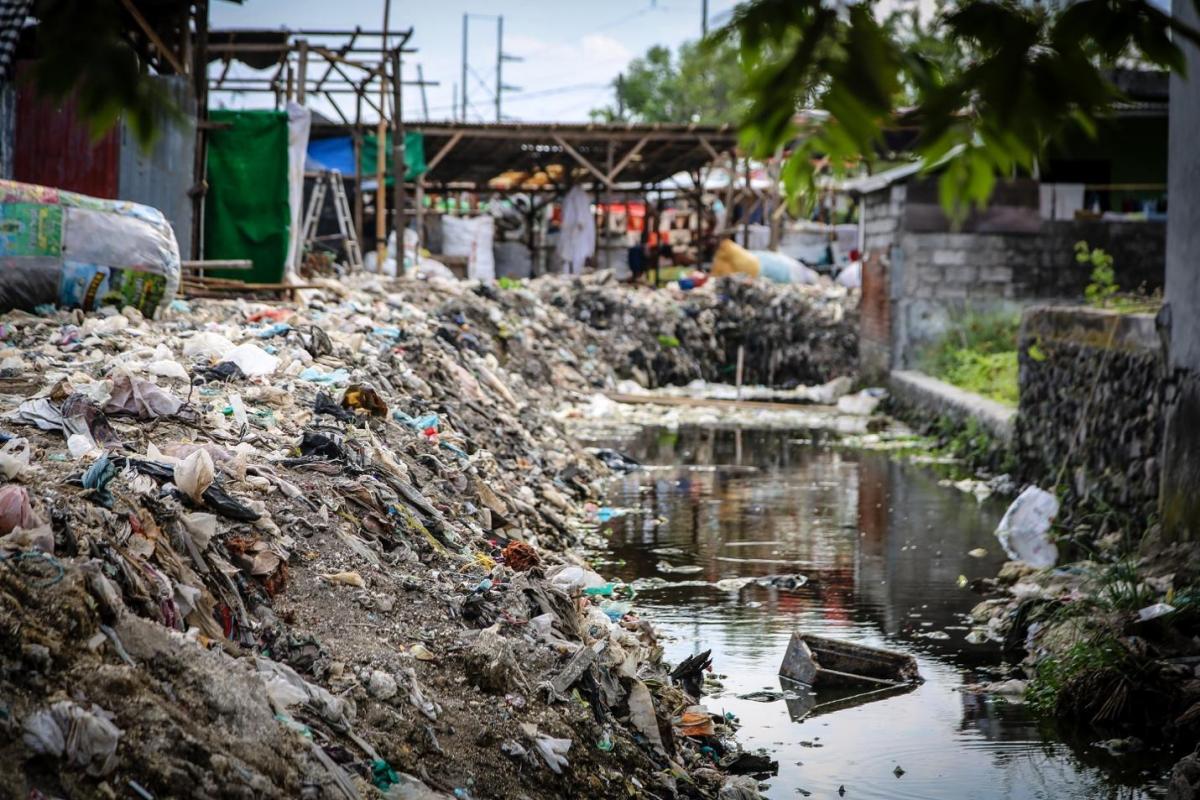 Plastic waste blocking rivers and drains