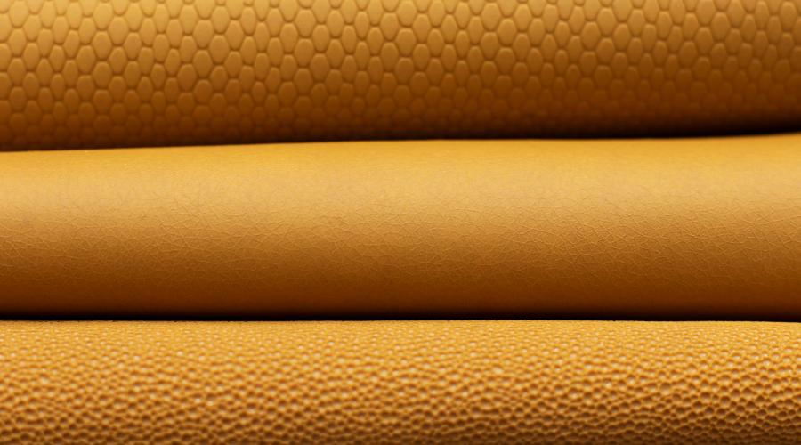 TomTex yellow bioleathers in three different textures